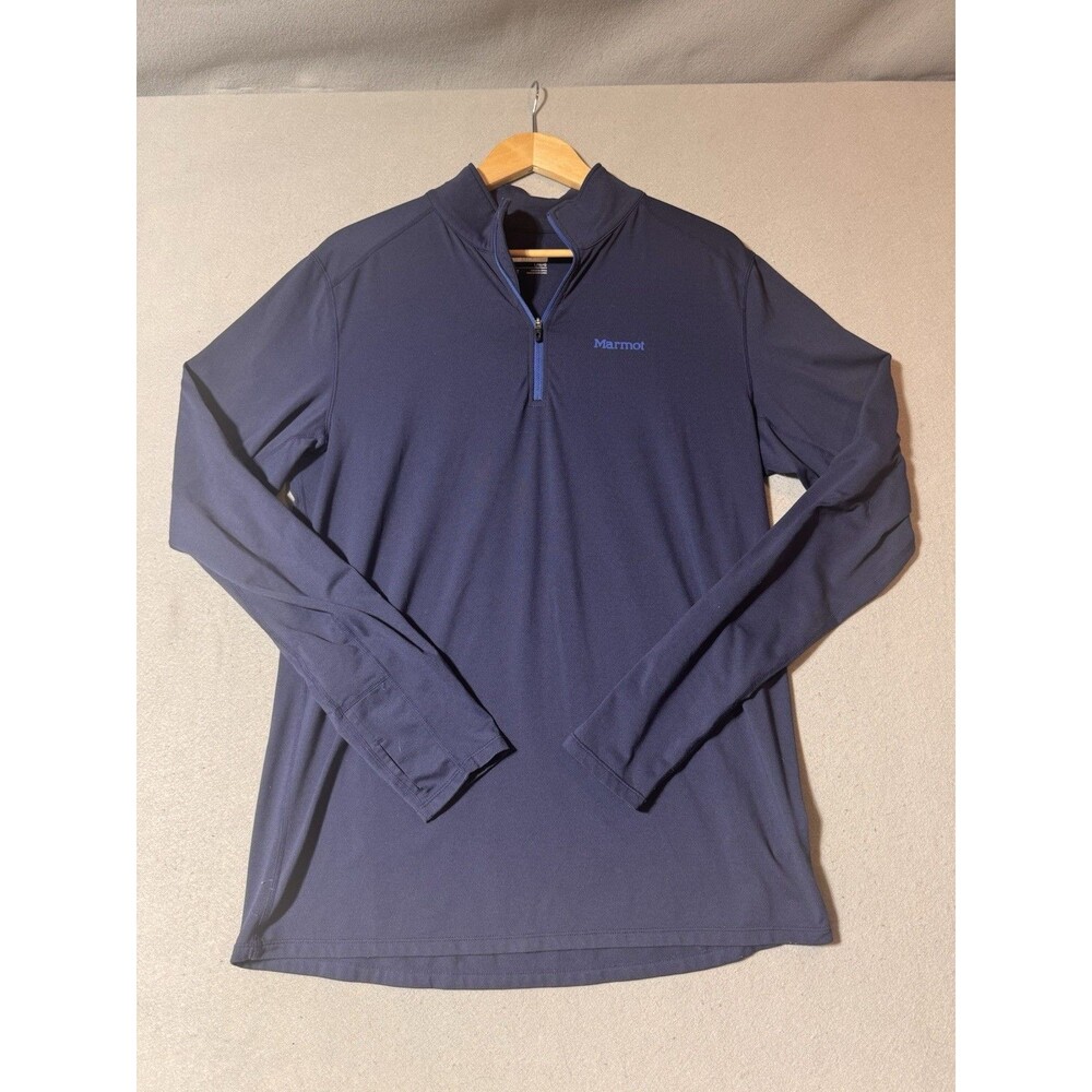 Marmot Men's Blue 1/4 Zip Mock Neck Long Sleeve Pullover Size L Large